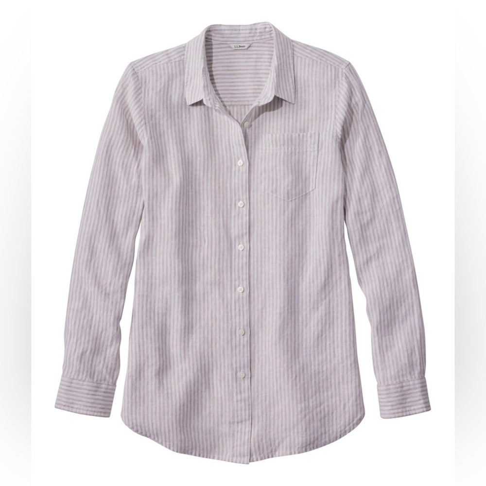 NWT L.L. Bean Premium Washable Linen Shirt, Tunic Stripe
